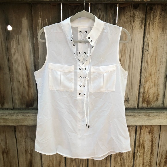 Simply Noelle Tops - Simply noelle white blouse sleeveless size L XL